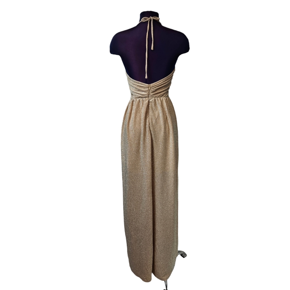 Sold Tobi Formal Cutout Maxi Dress Gold Shimmer Size Small Women's - Picture 5 of 9